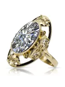 Zircon Or jaune 14 carats Anneau Style vintage vrc014y